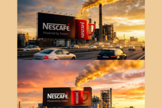 Nescafe billboard ad in industrial area
