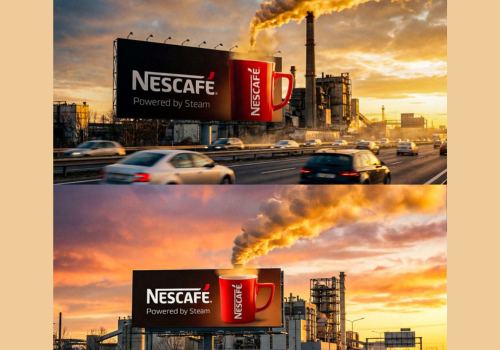 Nescafe billboard ad in industrial area