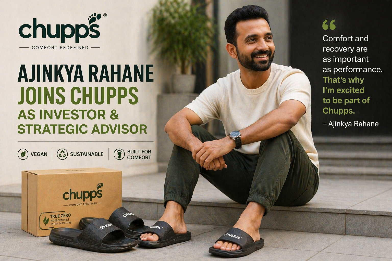 D2C Footwear Brand Chupps Ropes in Ajinkya Rahane as Investor to Accelerate Growth
