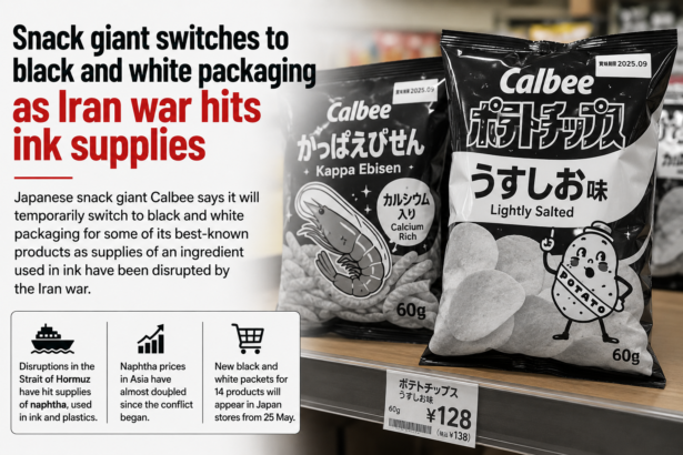 Calbee Switches to Black and White Packaging as Iran War Disrupts Global Ink Supplies