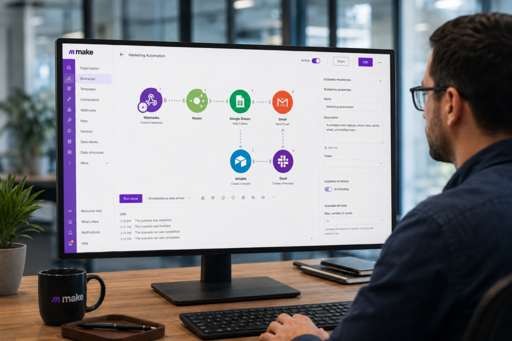 Make.com workflow automation platform