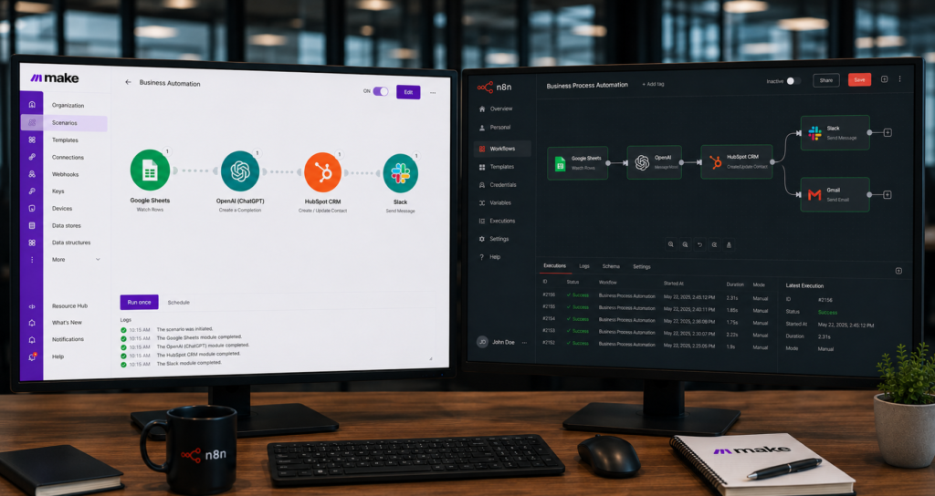 Make.com vs n8n integrations comparison