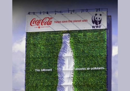 Coca-Cola and WWF living billboard made of real plants shaped like the Coke bottle
